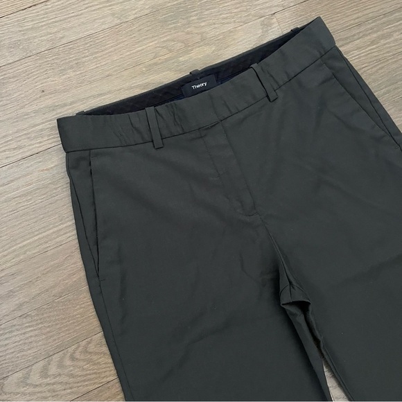Theory Women's Wool Olive Green Straight Leg Dress Pants Size 2 - Picture 5 of 8